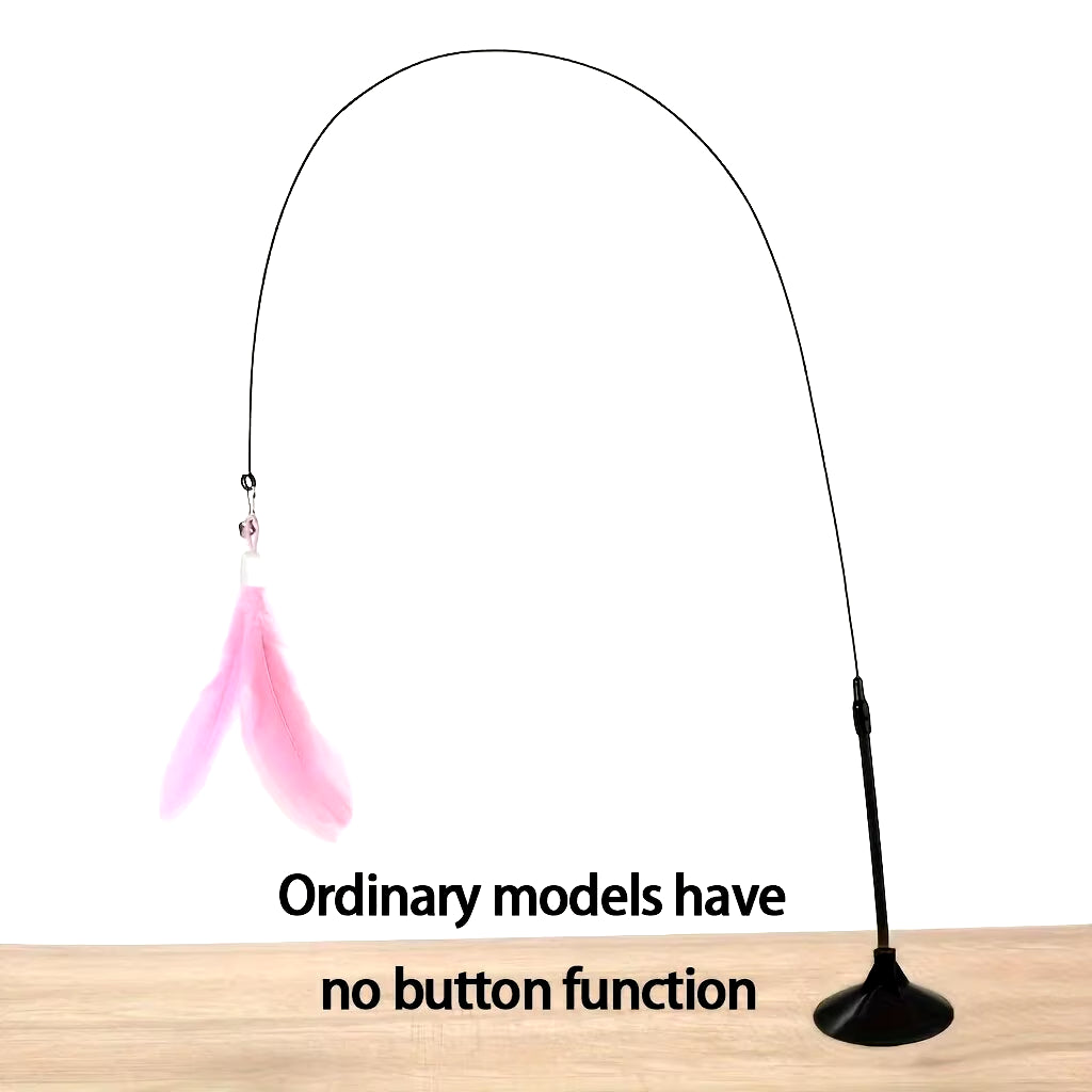 Interactive Cat Teaser Toy with Bell and Feather Wand - Extended Suction Cup Pole for Engaging Playtime Experiences