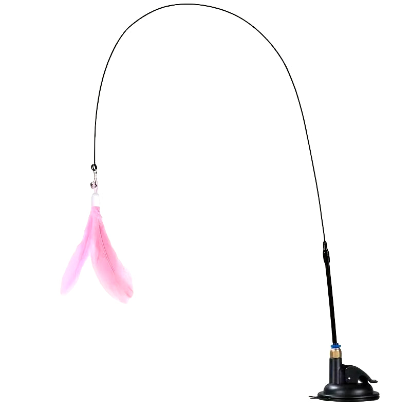 Interactive Cat Teaser Toy with Bell and Feather Wand - Extended Suction Cup Pole for Engaging Playtime Experiences